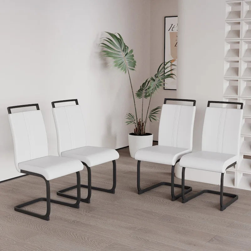 Chaise d'appoint rembourrée à dossier haut avec tube en C