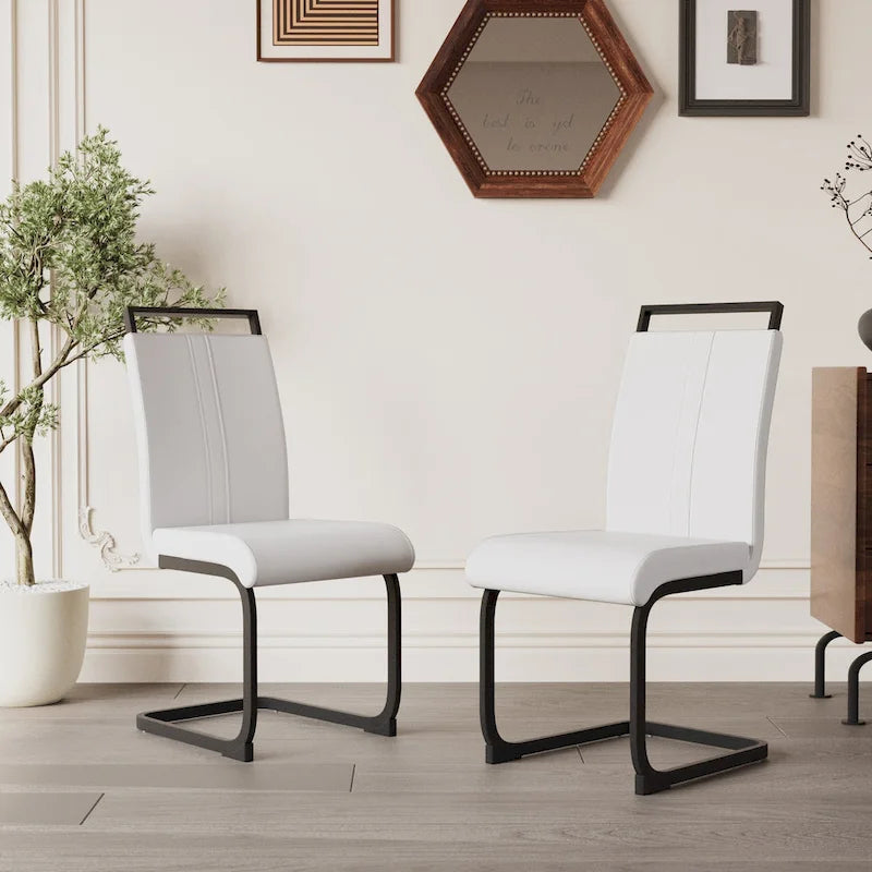 Chaise d'appoint rembourrée à dossier haut avec tube en C