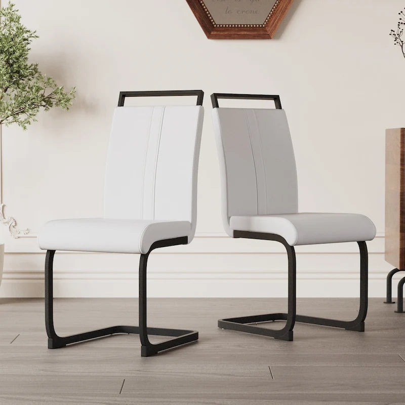 Chaise d'appoint rembourrée à dossier haut avec tube en C