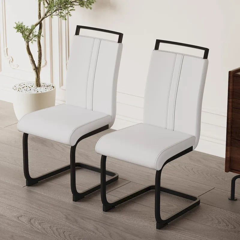 Chaise d'appoint rembourrée à dossier haut avec tube en C