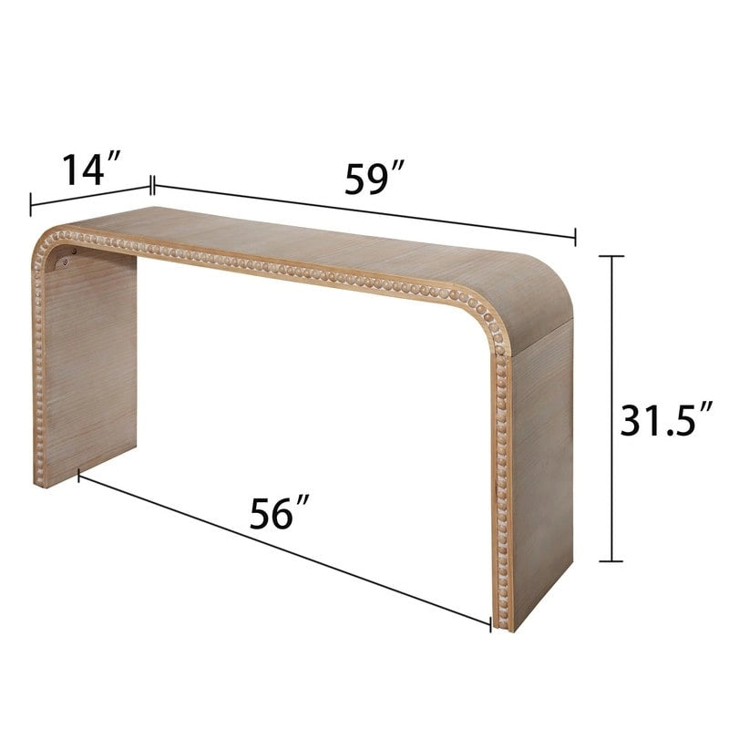 Table d'entrée 59, table console incurvée de style cascade avec perles en bois