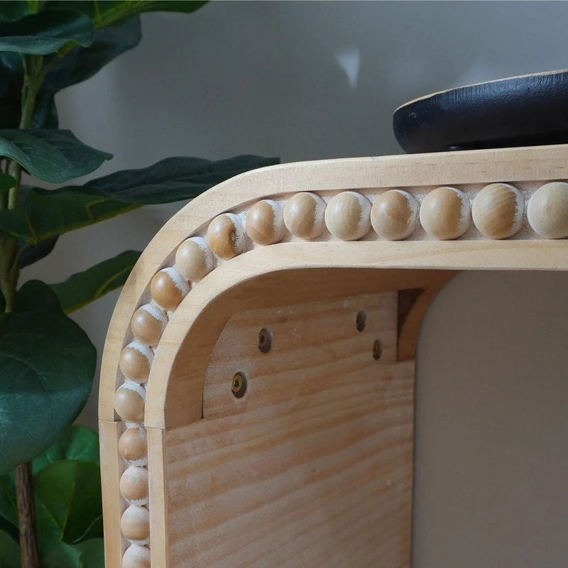 Table d'entrée 59, table console incurvée de style cascade avec perles en bois