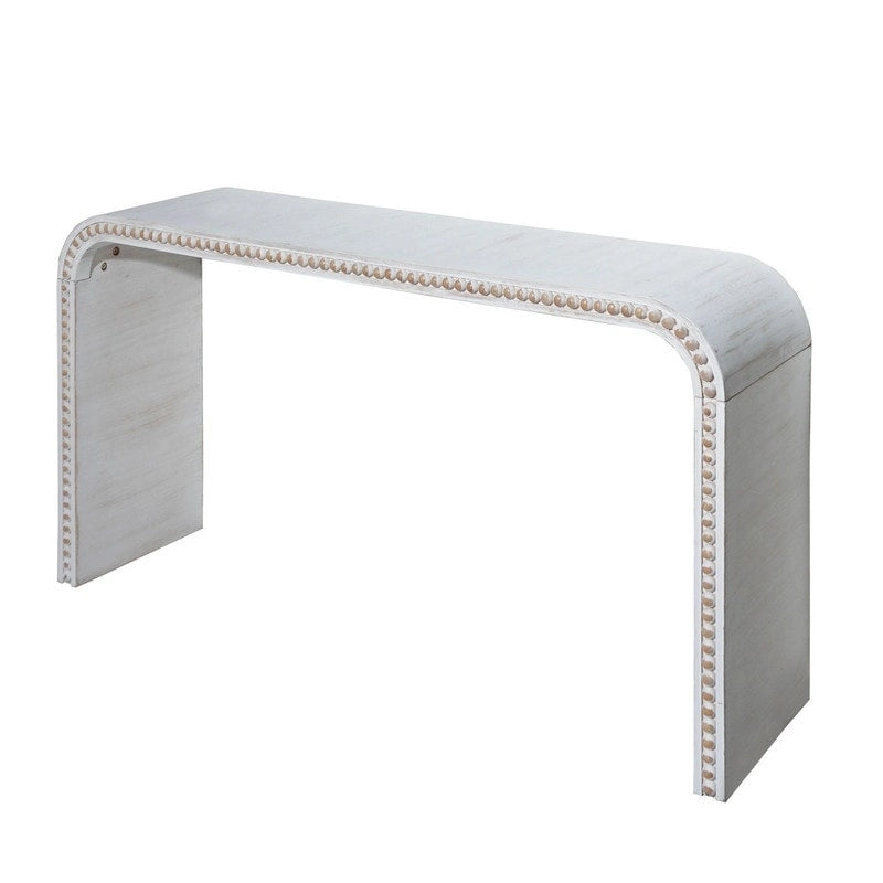 Table d'entrée 59, table console incurvée de style cascade avec perles en bois