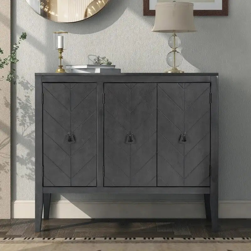 Meuble de rangement vintage à étagères réglables pour entrée, avec poignées rétro et pieds en pin - 39,88 cm (l) x 93,98 cm (P) x 80,01 cm (H)