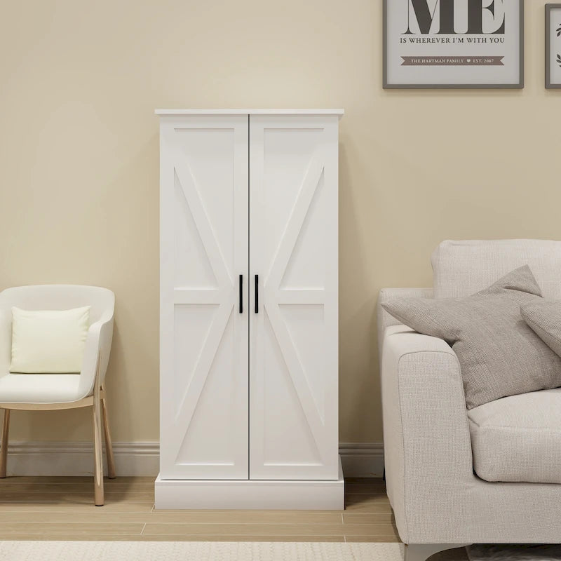 Armoire de cuisine indépendante avec 50 LED, buffet avec 2 portes et étagères, et 2 étagères réglables