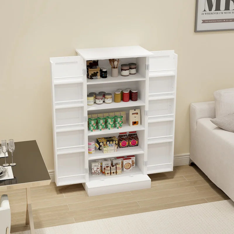 Armoire de cuisine indépendante avec 50 LED, buffet avec 2 portes et étagères, et 2 étagères réglables