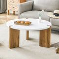 Table Basse Ronde Table Basse à Pieds Rectangulaires Table Centrale en Bois pour Salon
