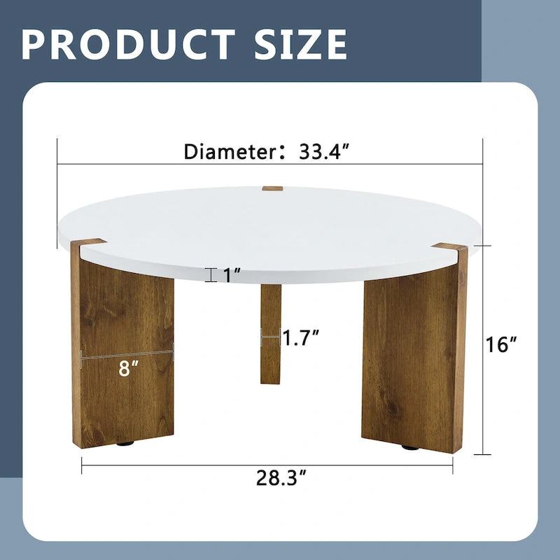 Table Basse Ronde Table Basse à Pieds Rectangulaires Table Centrale en Bois pour Salon