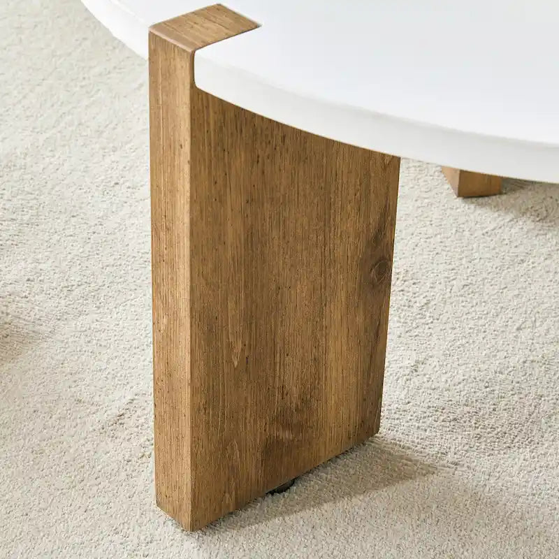 Table Basse Ronde Table Basse à Pieds Rectangulaires Table Centrale en Bois pour Salon