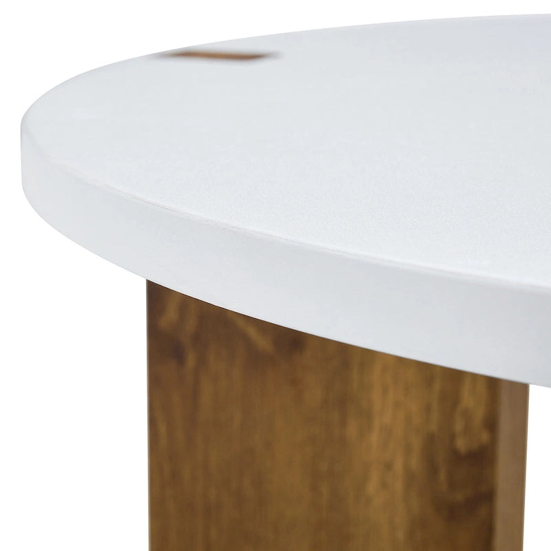 Table Basse Ronde Table Basse à Pieds Rectangulaires Table Centrale en Bois pour Salon