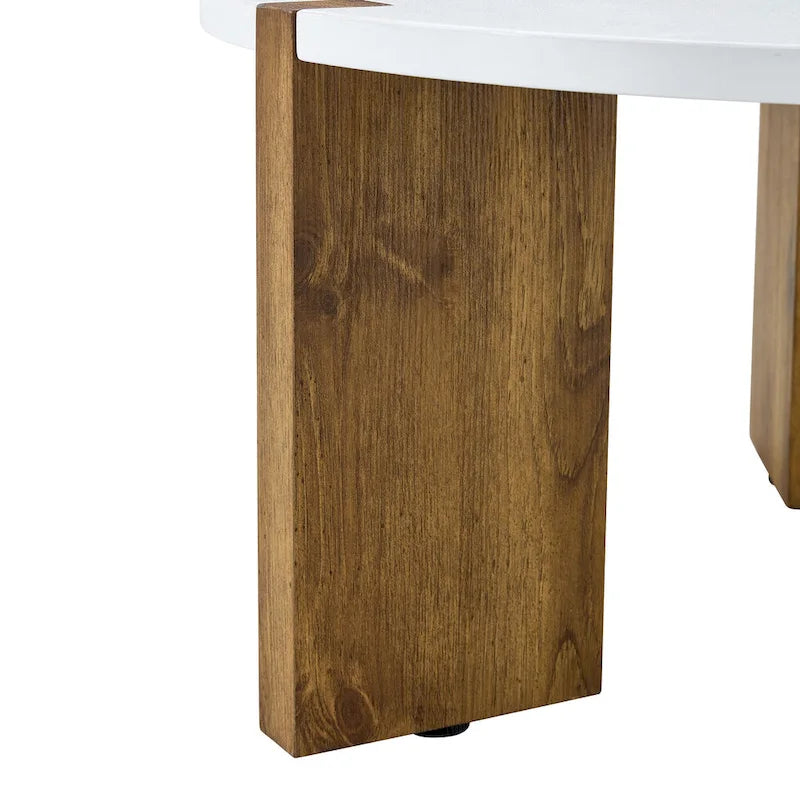 Table Basse Ronde Table Basse à Pieds Rectangulaires Table Centrale en Bois pour Salon