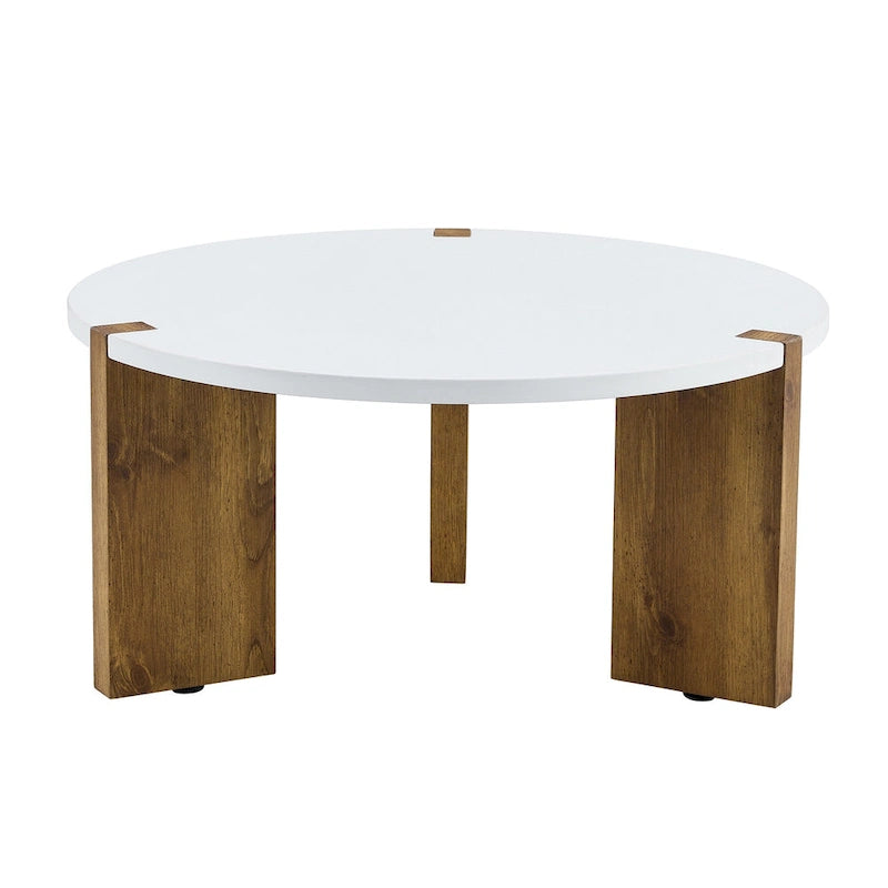 Table Basse Ronde Table Basse à Pieds Rectangulaires Table Centrale en Bois pour Salon