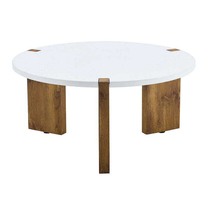 Table Basse Ronde Table Basse à Pieds Rectangulaires Table Centrale en Bois pour Salon