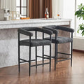 Tabourets de bar modernes en bouclette lot de 2, hauteur comptoir avec structure métallique et accoudoirs pour îlot de cuisine, salle à manger