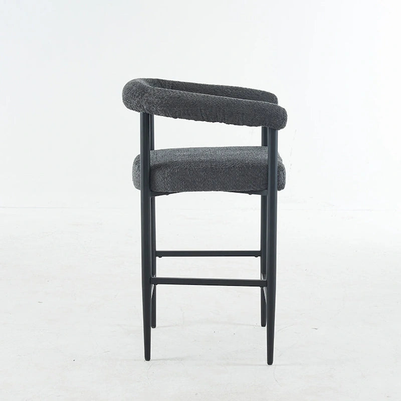Tabourets de bar modernes en bouclette lot de 2, hauteur comptoir avec structure métallique et accoudoirs pour îlot de cuisine, salle à manger