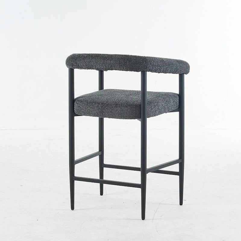 Tabourets de bar modernes en bouclette lot de 2, hauteur comptoir avec structure métallique et accoudoirs pour îlot de cuisine, salle à manger