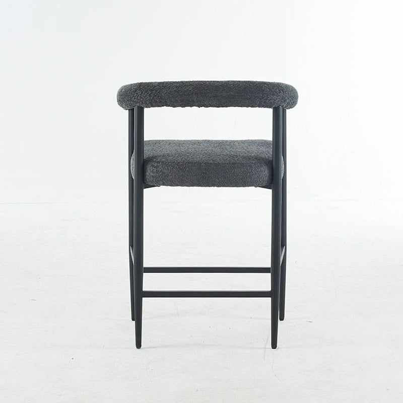 Tabourets de bar modernes en bouclette lot de 2, hauteur comptoir avec structure métallique et accoudoirs pour îlot de cuisine, salle à manger