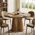 Table à manger ronde industrielle de 119 cm avec pied central pour 4 à 6 personnes