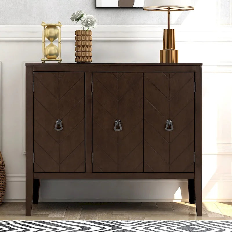 Armoire de Rangement d'Appoint Vintage avec Étagère Réglable, Table Console en Bois Massif, Table de Canapé