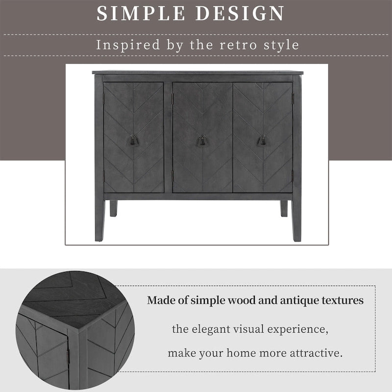 Armoire de Rangement d'Appoint Vintage avec Étagère Réglable, Table Console en Bois Massif, Table de Canapé