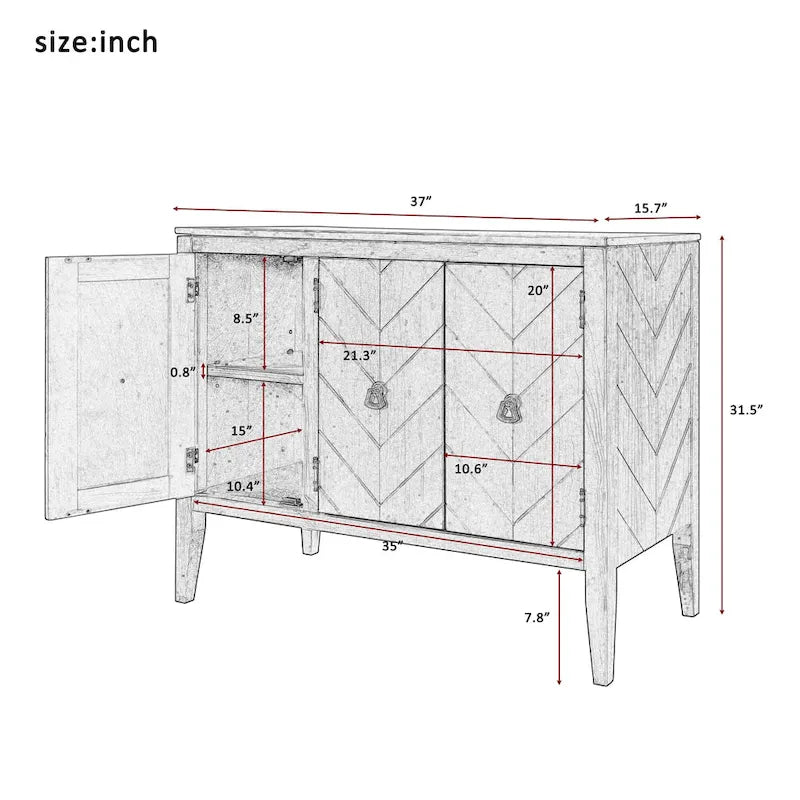 Armoire de Rangement d'Appoint Vintage avec Étagère Réglable, Table Console en Bois Massif, Table de Canapé