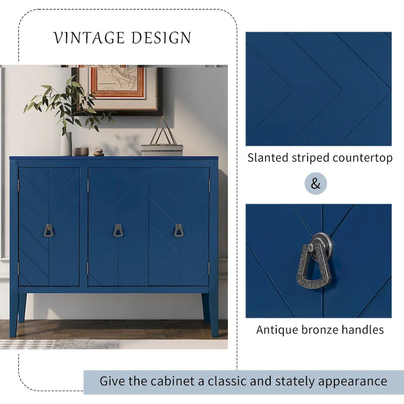 Armoire de Rangement d'Appoint Vintage avec Étagère Réglable, Table Console en Bois Massif, Table de Canapé