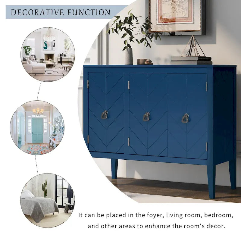 Armoire de Rangement d'Appoint Vintage avec Étagère Réglable, Table Console en Bois Massif, Table de Canapé
