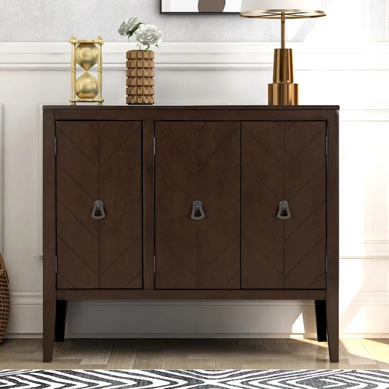 Armoire de Rangement d'Appoint Vintage avec Étagère Réglable, Table Console en Bois Massif, Table de Canapé