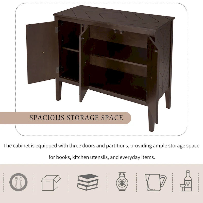 Armoire de Rangement d'Appoint Vintage avec Étagère Réglable, Table Console en Bois Massif, Table de Canapé