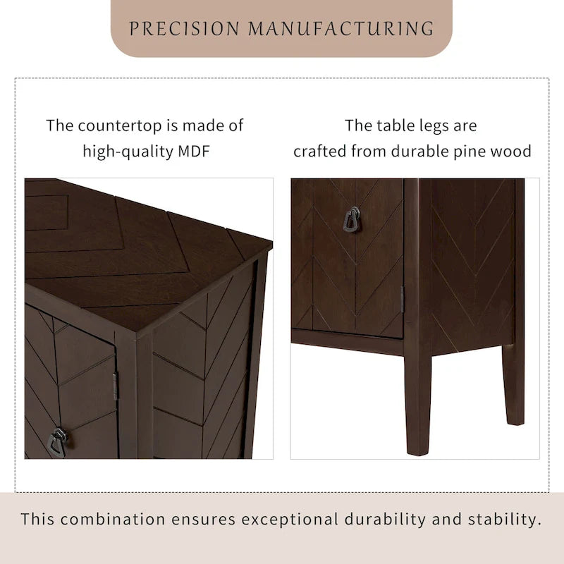 Armoire de Rangement d'Appoint Vintage avec Étagère Réglable, Table Console en Bois Massif, Table de Canapé
