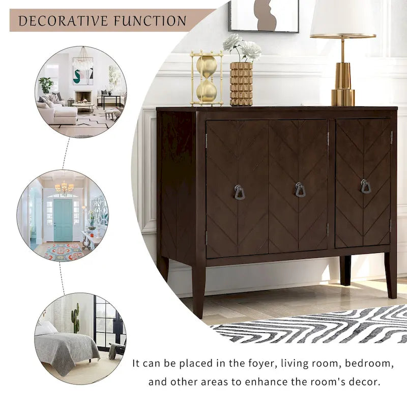 Armoire de Rangement d'Appoint Vintage avec Étagère Réglable, Table Console en Bois Massif, Table de Canapé