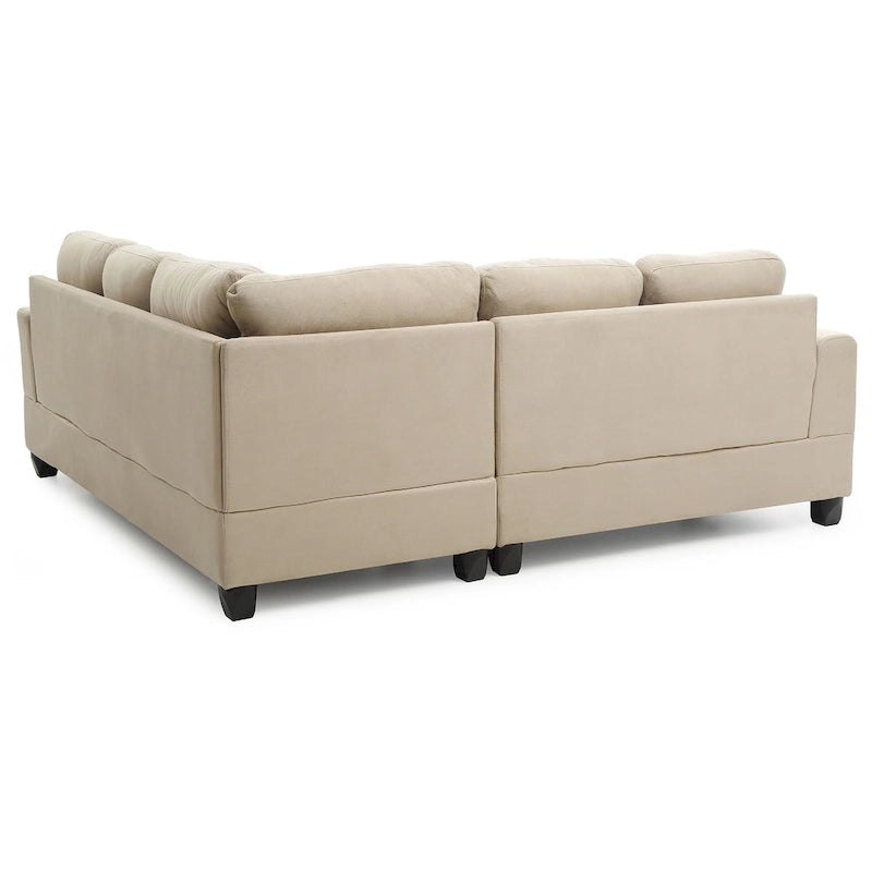Canapé d'angle en microsuède capitonné - 80 po - Beige