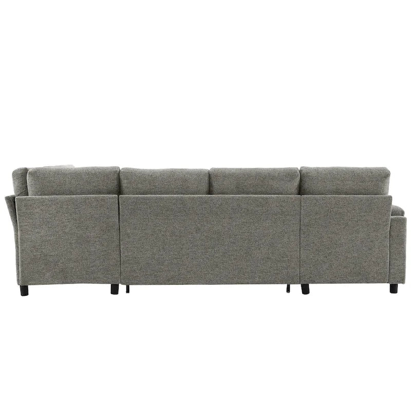 Canapé en U, Canapé Sectionnel en Chenille avec 2 Porte-Gobelets et Ports de Charge Canapé-Lit Inclinable pour Salon