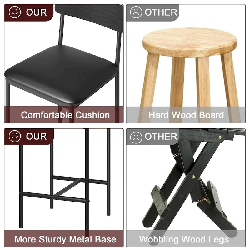 Tabourets de bar lot de 4, tabourets de bar de cuisine avec repose-pieds