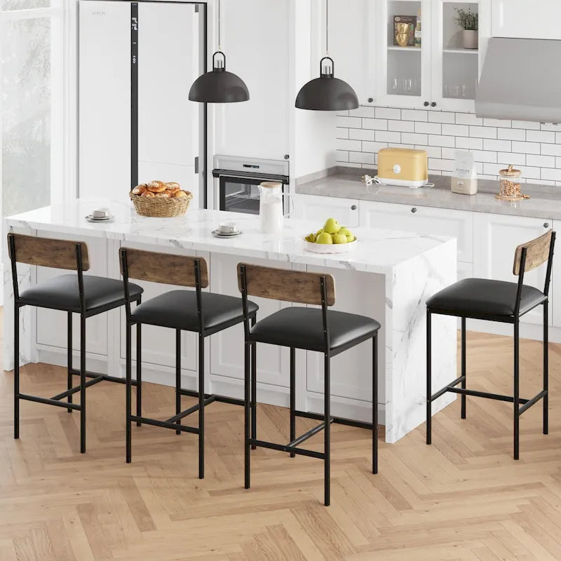 Tabourets de bar lot de 4, tabourets de bar de cuisine avec repose-pieds
