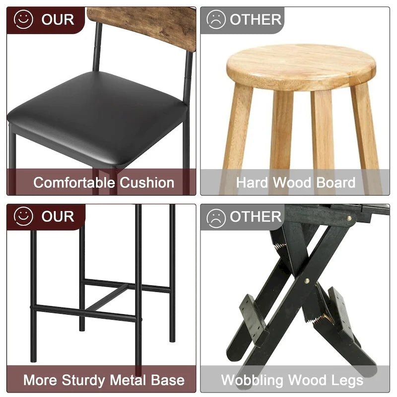 Tabourets de bar lot de 4, tabourets de bar de cuisine avec repose-pieds