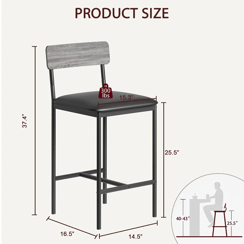Tabourets de bar lot de 4, tabourets de bar de cuisine avec repose-pieds