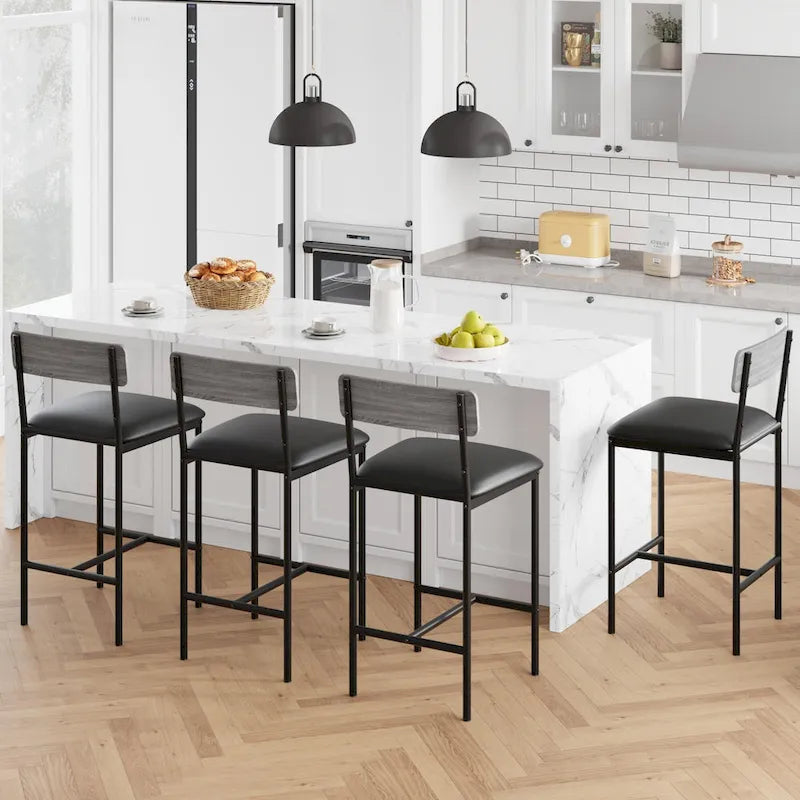 Tabourets de bar lot de 4, tabourets de bar de cuisine avec repose-pieds