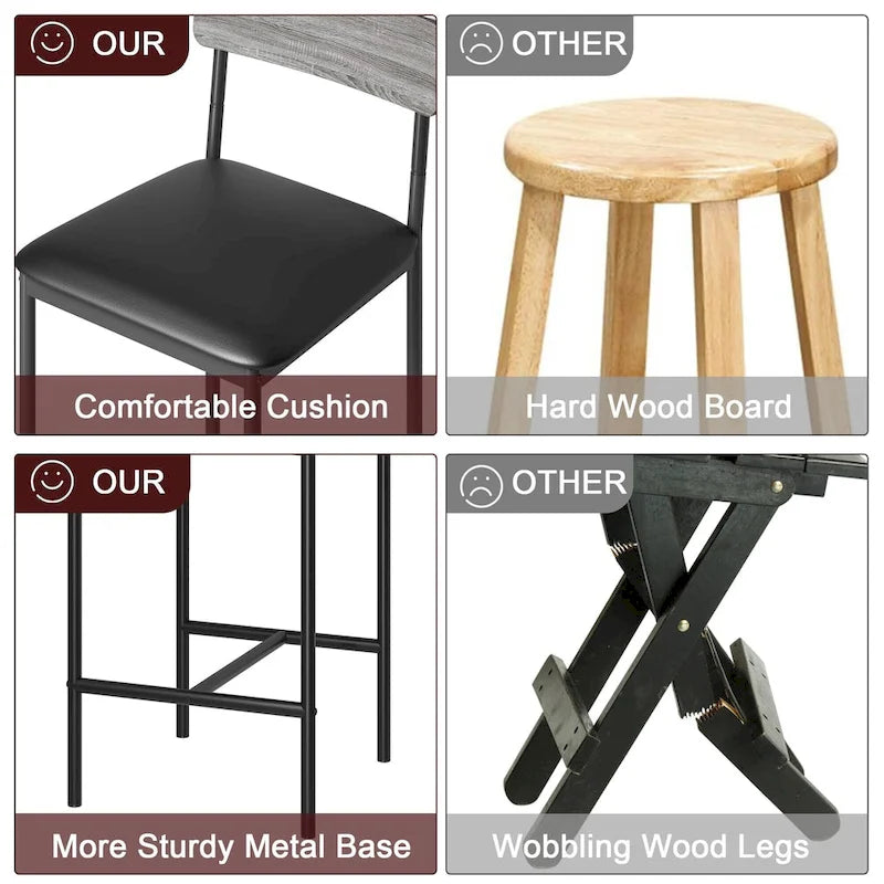 Tabourets de bar lot de 4, tabourets de bar de cuisine avec repose-pieds