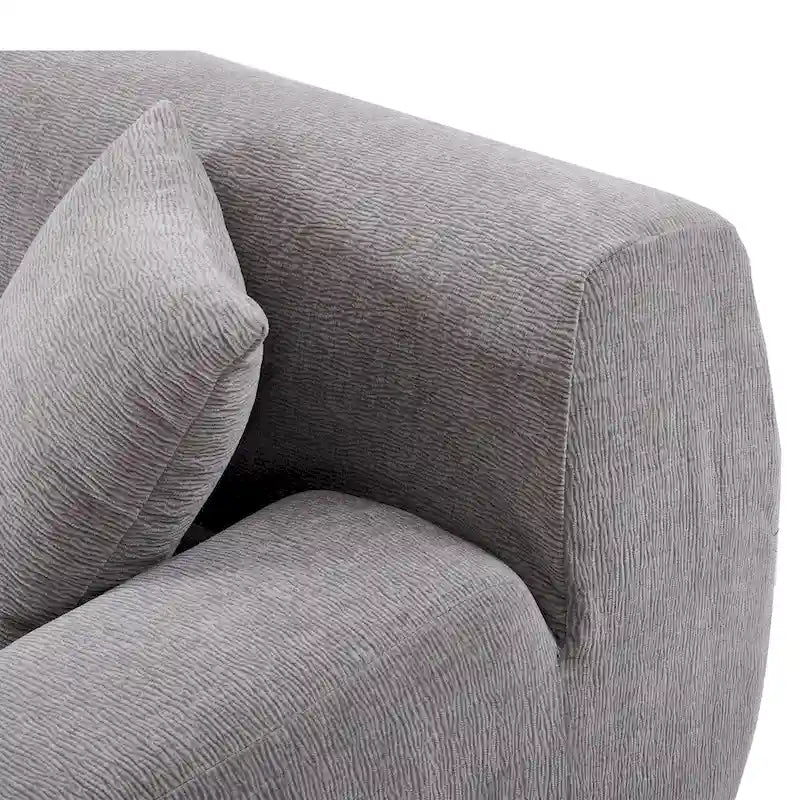 Canapé sectionnel modulaire en polyester en forme de L 111 avec mousse haute densité, assise profonde de 27 et tissu chenille anti-plis