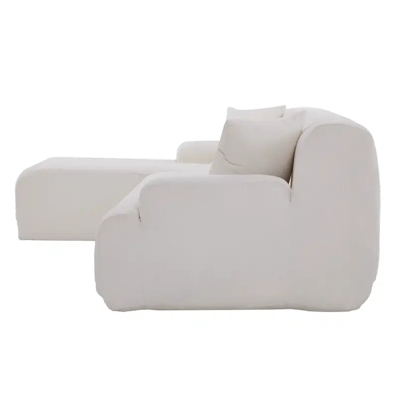 Canapé sectionnel modulaire en polyester en forme de L 111 avec mousse haute densité, assise profonde de 27 et tissu chenille anti-plis