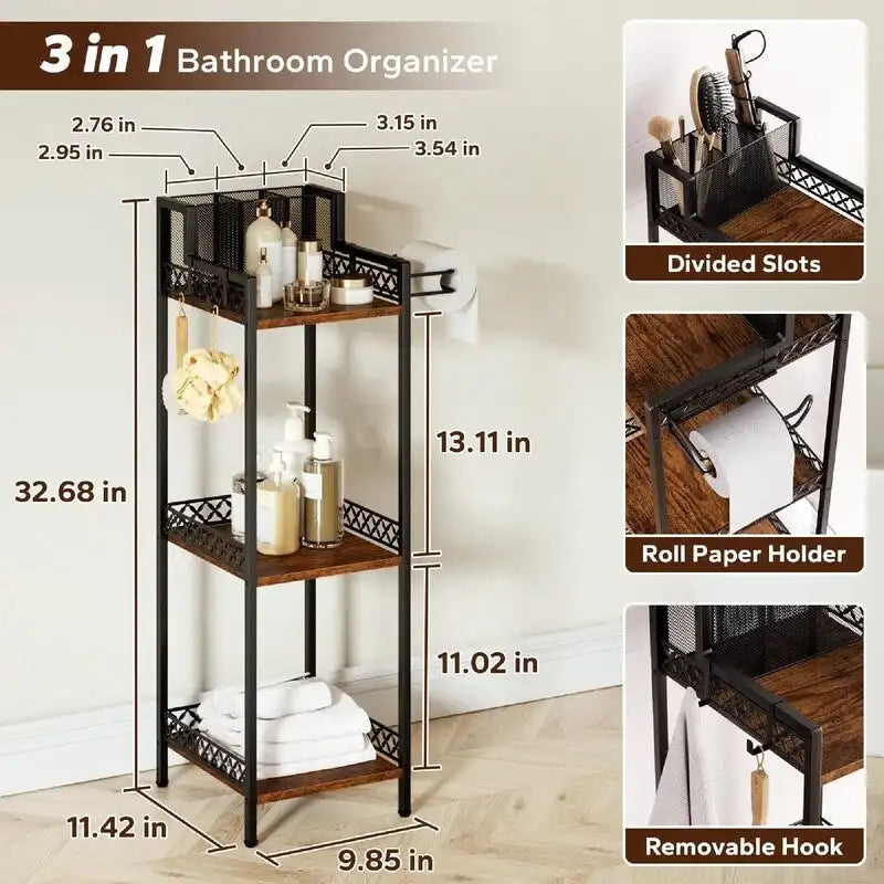 Étagère de salle de bain 3 niveaux – 29 P x 25 L x 83 H cm