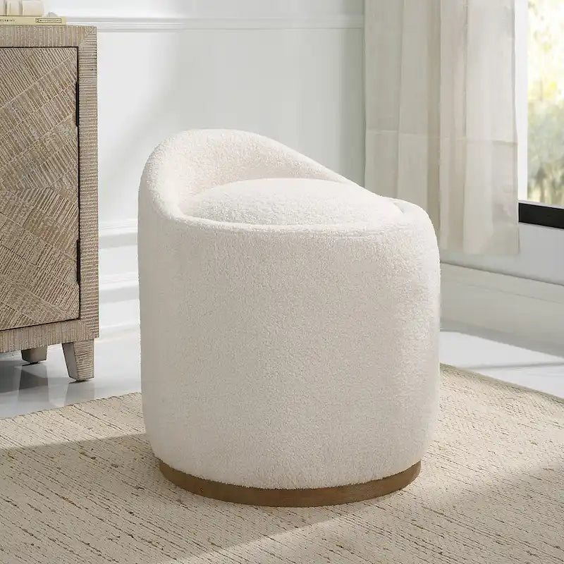Pouf-ottoman pivotant moelleux rembourré - 24 - Blanc et marron