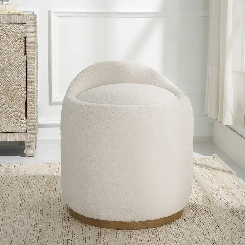 Pouf-ottoman pivotant moelleux rembourré - 24 - Blanc et marron