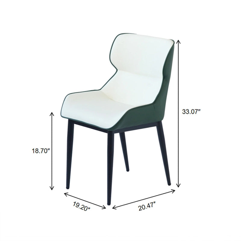 Lot de 2 chaises de salle à manger modernes en polyuréthane avec dossier solide et pieds en métal noir