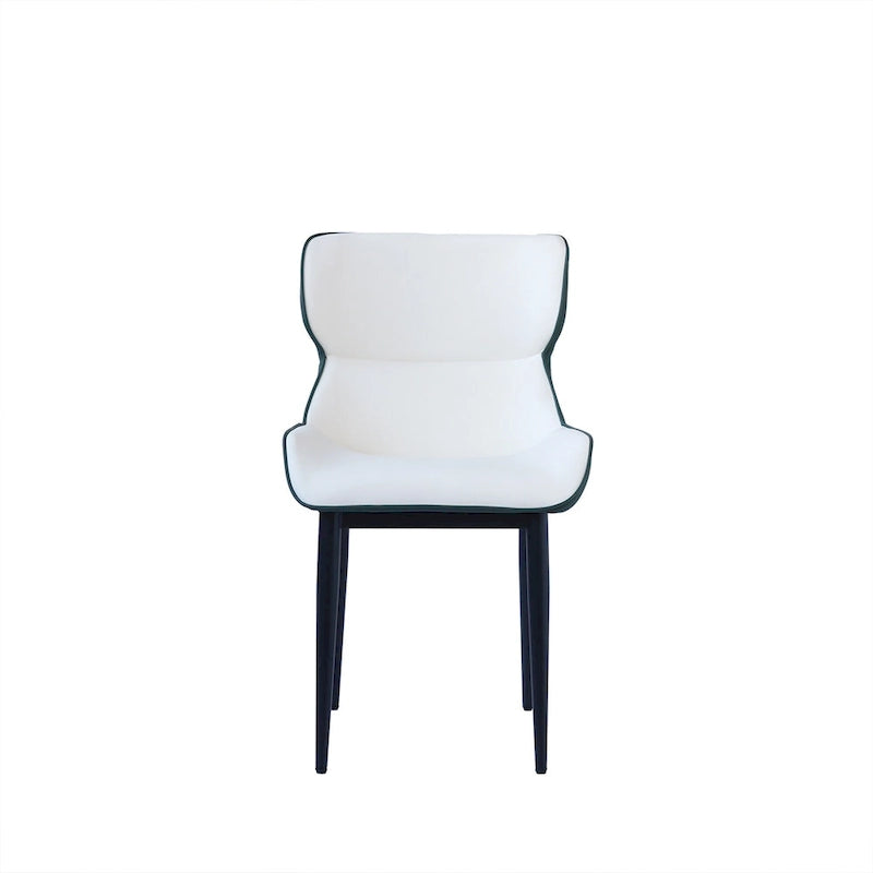 Lot de 2 chaises de salle à manger modernes en polyuréthane avec dossier solide et pieds en métal noir