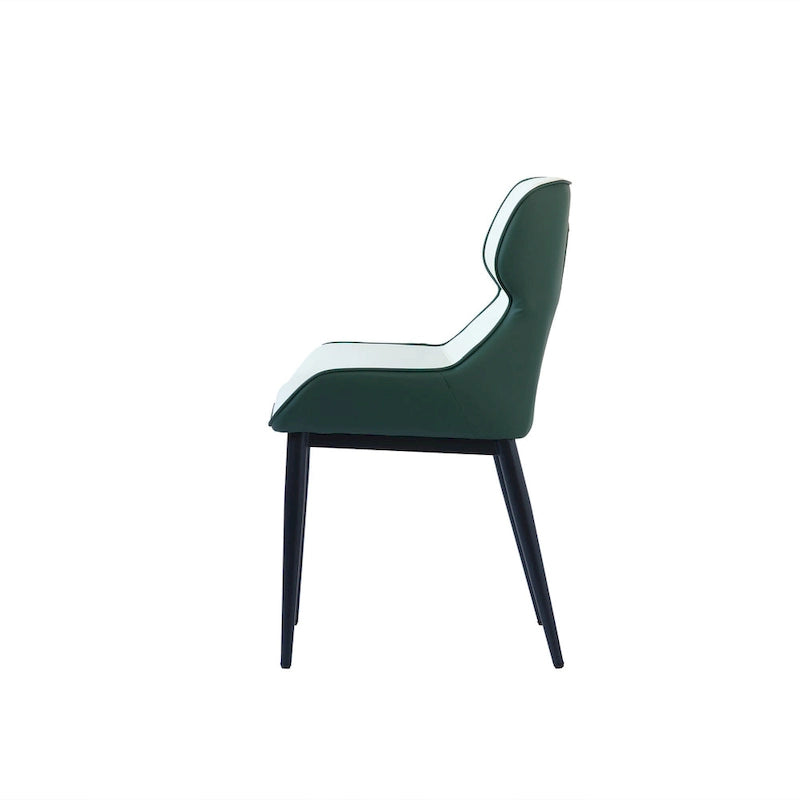 Lot de 2 chaises de salle à manger modernes en polyuréthane avec dossier solide et pieds en métal noir
