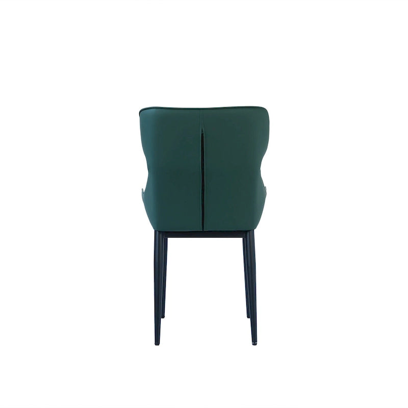 Lot de 2 chaises de salle à manger modernes en polyuréthane avec dossier solide et pieds en métal noir