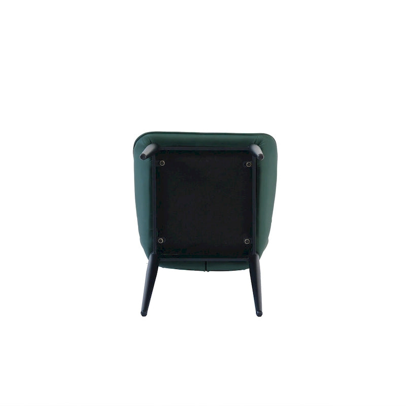 Lot de 2 chaises de salle à manger modernes en polyuréthane avec dossier solide et pieds en métal noir