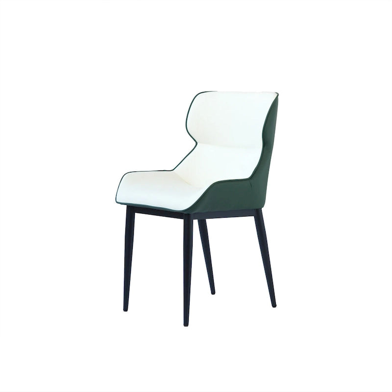 Lot de 2 chaises de salle à manger modernes en polyuréthane avec dossier solide et pieds en métal noir